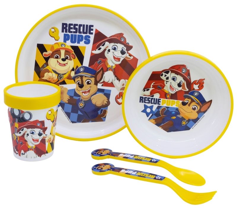 Set de masă cu bază antiderapantă Stor - Premium, Paw Patrol Boy Rescue Pups, 5 piese