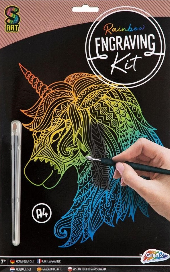 Kit de răzuit Grafix - unicorn, A4