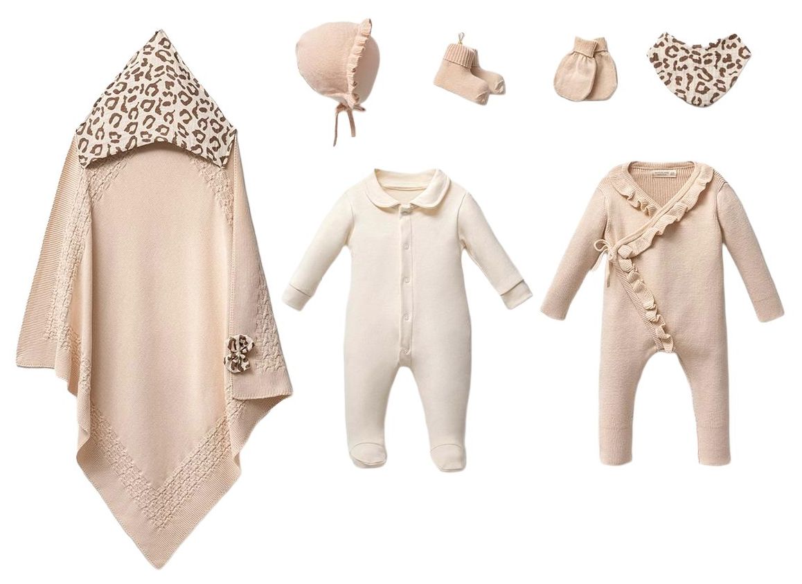 Set maternitate pentru bebeluşi Nipperland - 7 piese, Leopard, bej