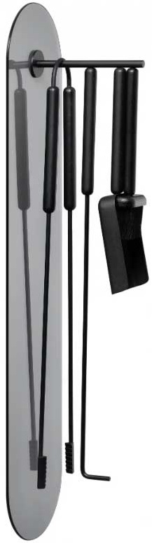 Set pentru șemineu Blomus - Ashi, 5 piese, pentru montare pe perete, negru