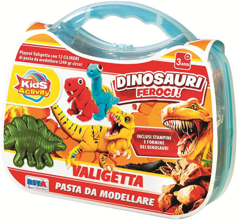 Kit de modelare RS Toys - Dinozauri, 12 culori, 240 g
