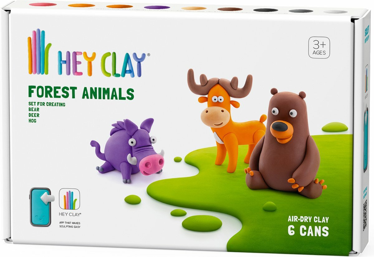 Trusă de modelat argilă Hey Clay - Mistreț, urs și căprioară
