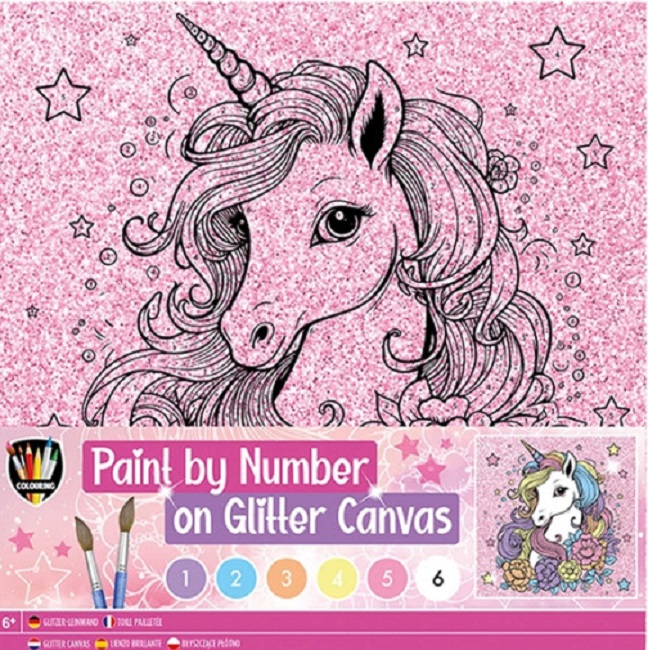 Set de colorat cu numere   Grafix - unicorn, 25 x 25 cm