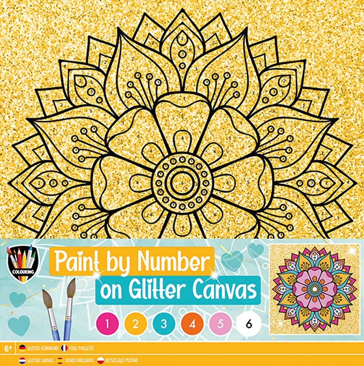 Set de colorat cu numere  Grafix - Floare, 25 x 25 cm