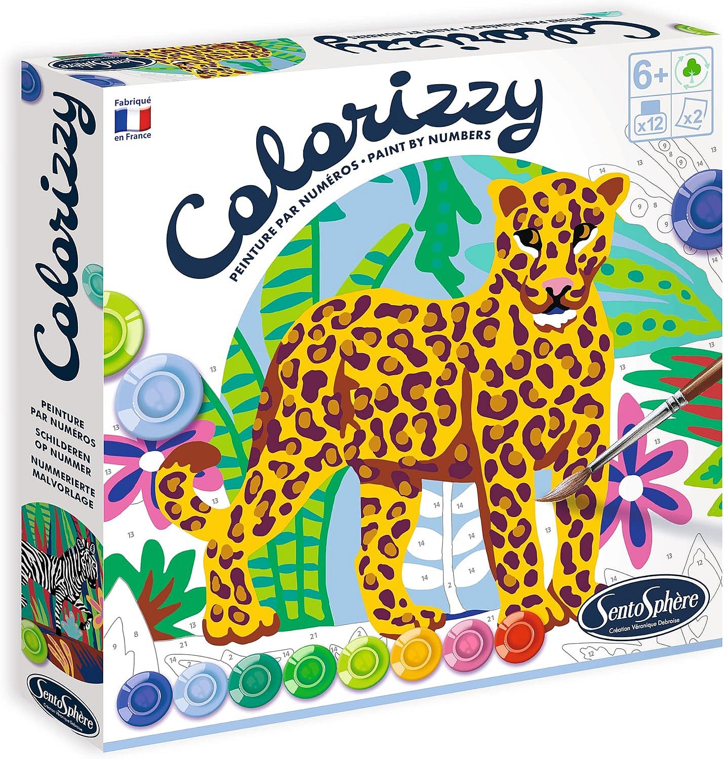Set de colorat după numere Sentosphere Colorizzy - Zebră și leopard