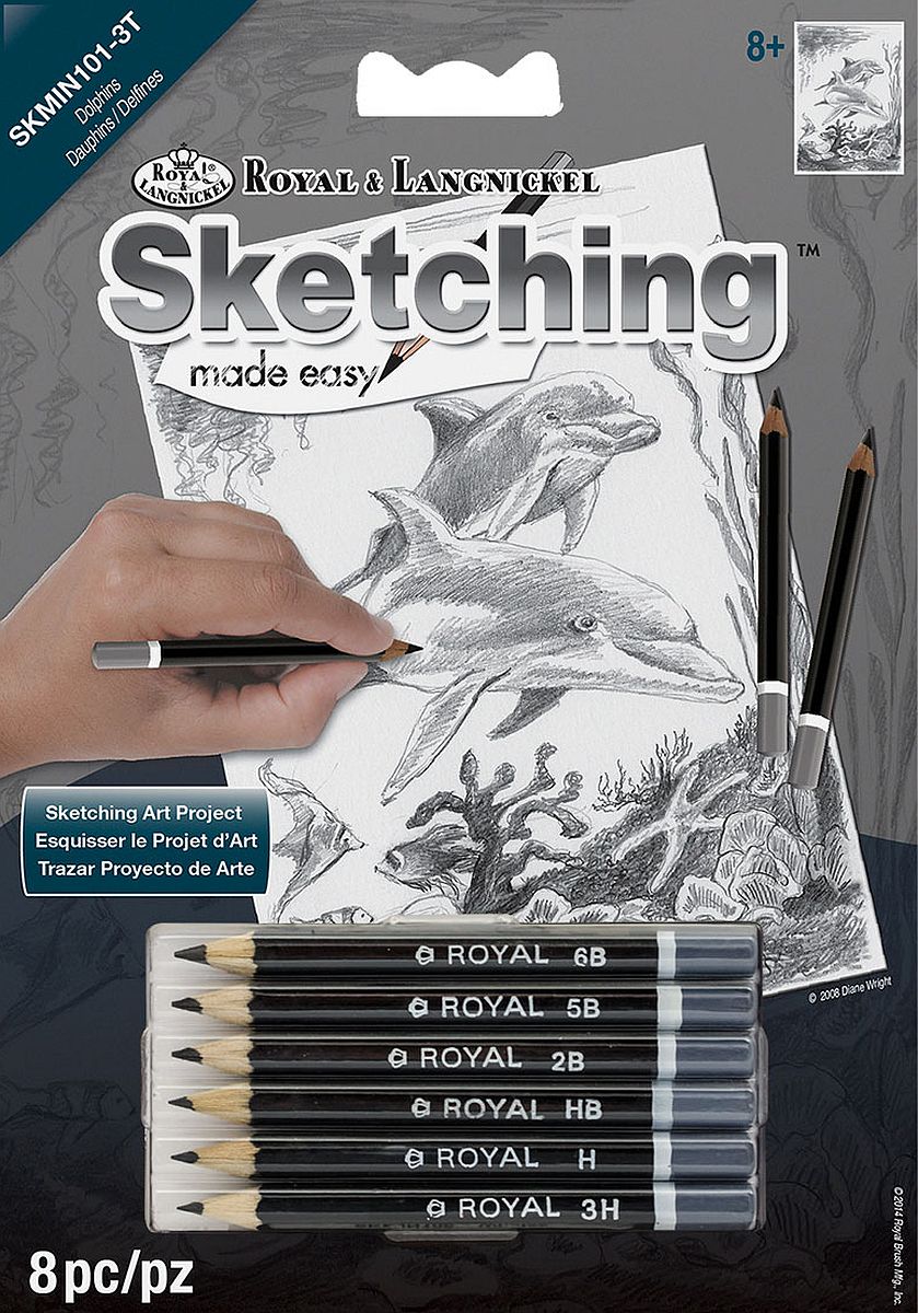 Set pentru desen grafic Royal - Delfini, 14 x 18 cm