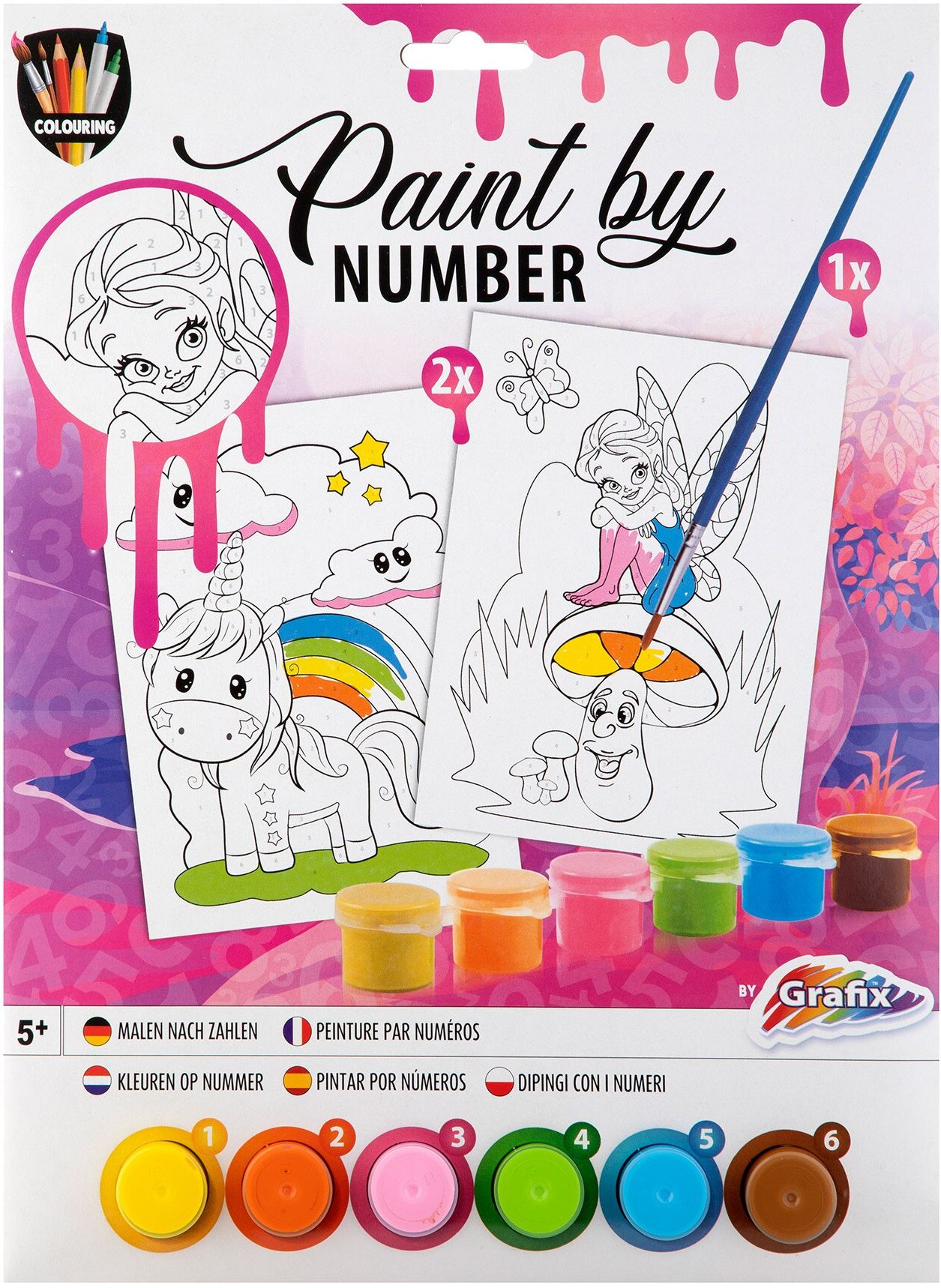Set de desen cu numere Grafix - roz