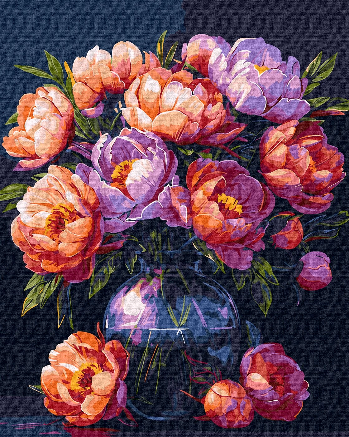 Set pentru pictură după numere Ideyka - Bujori, 40 x 50 cm