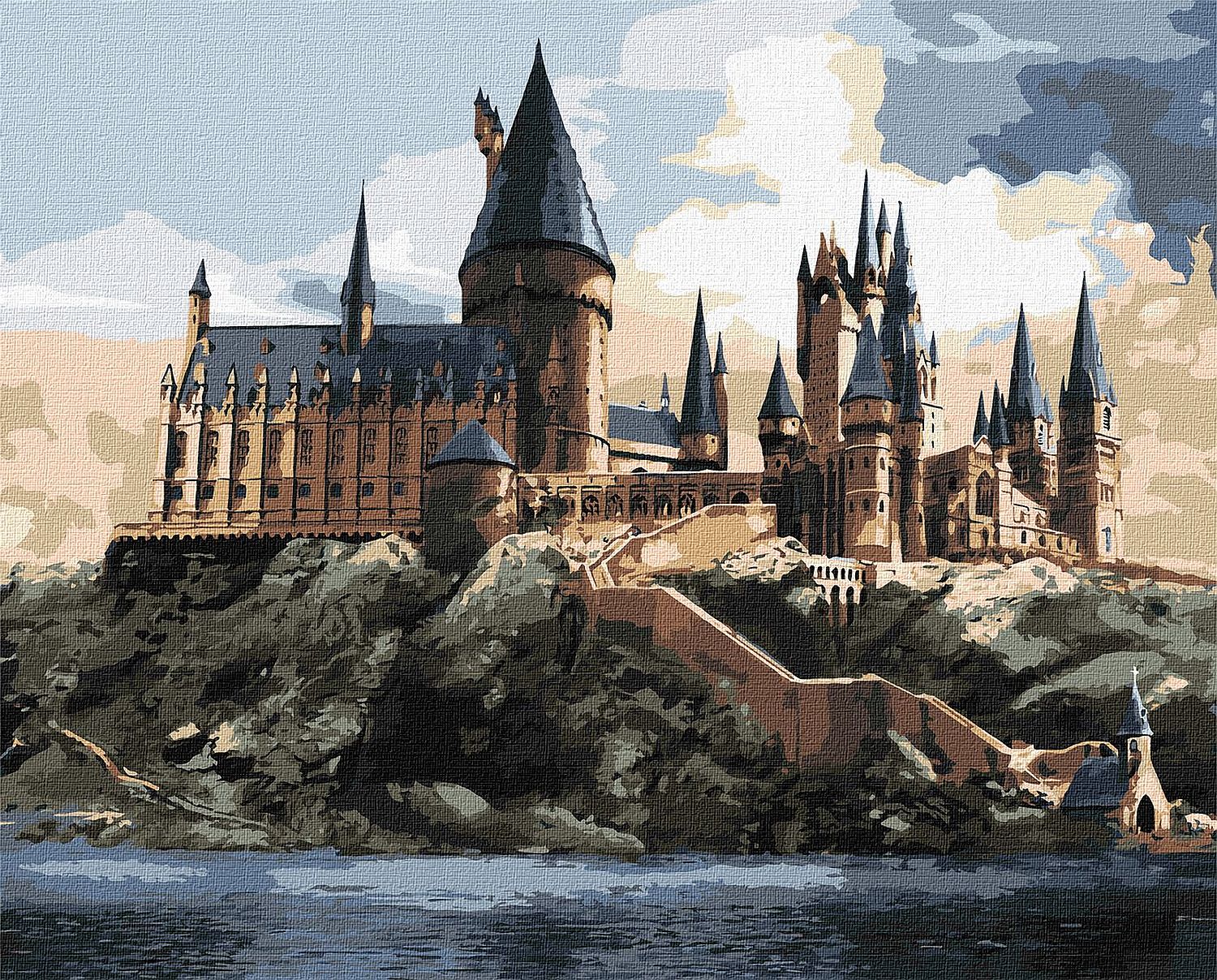 Set pentru desen după numere Ideyka Harry Potter - Hogwarts By Day, 40 x 50 cm