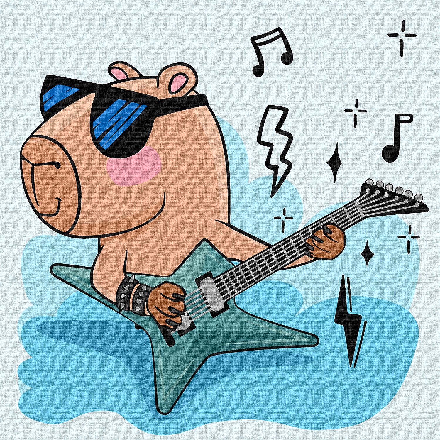 Set pentru pictură după numere Ideyka - Capibara rock star, 30 x 30 cm