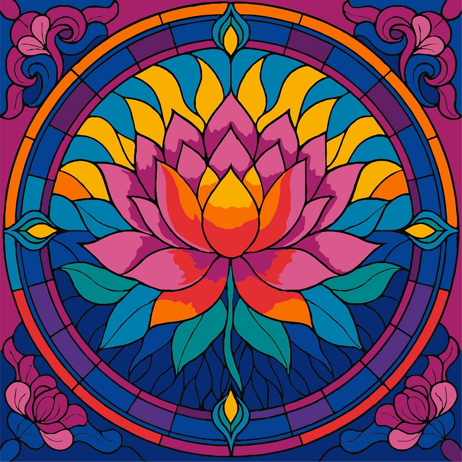 Set pentru pictură după numere Ideyka - Lotus, 30 x 30 cm