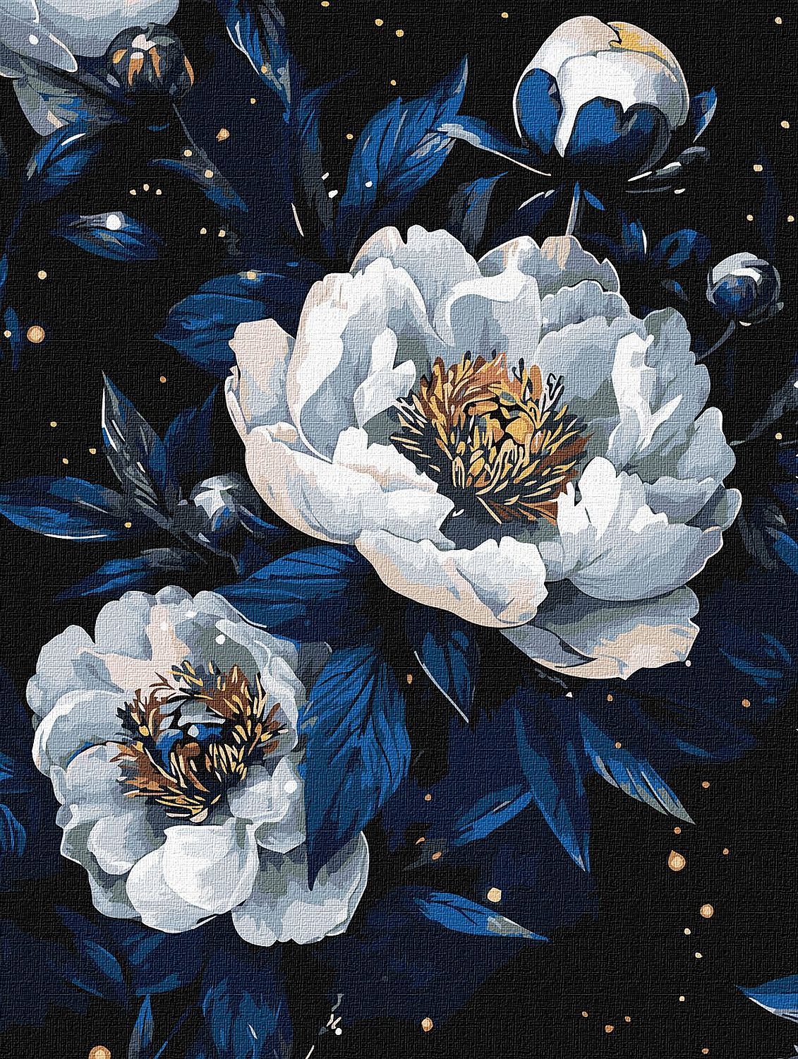Set pentru pictură după numere Ideyka Metallic - Feerie albă, 30 x 40 cm