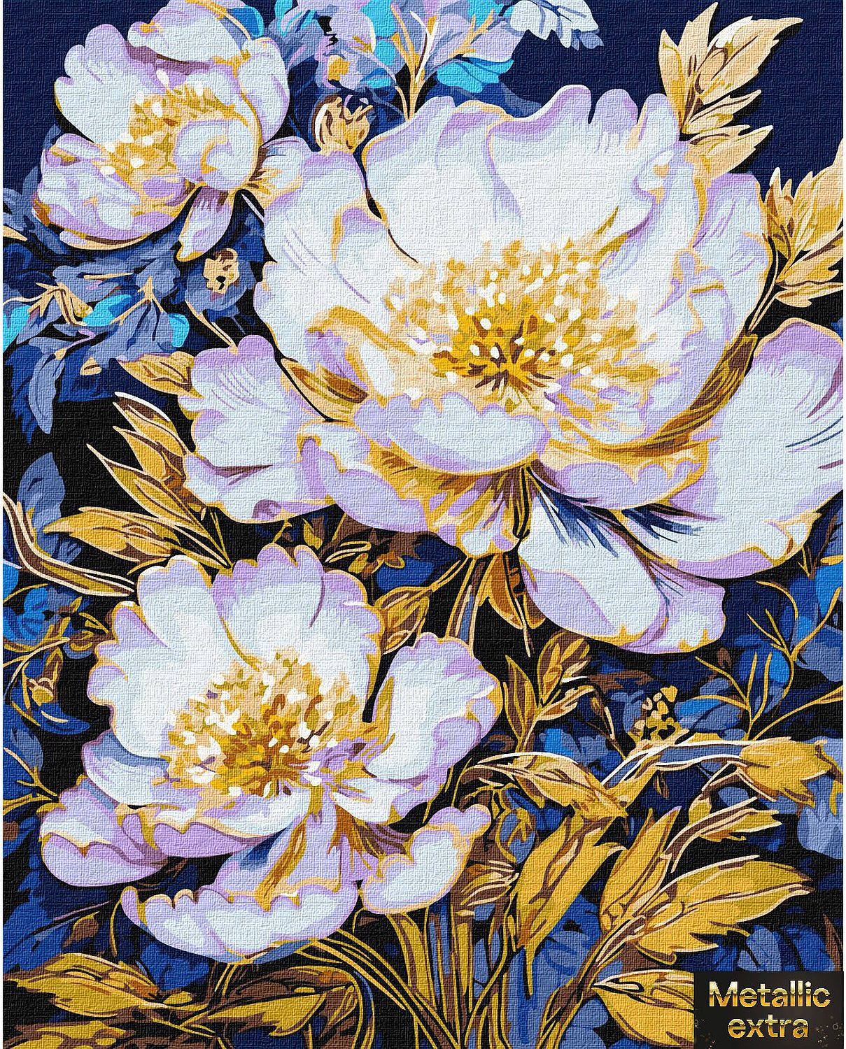 Set de pictură după numere Ideyka Metallic Extra - Buchet Elegant, 40 x 50 cm