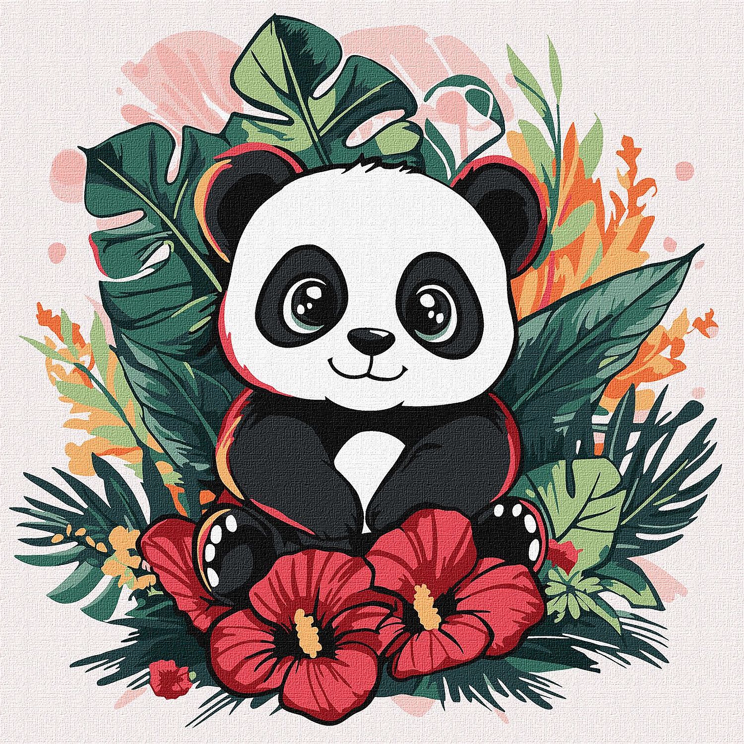 Set de pictură după numere Ideyka - Panda, 30 x 30 cm