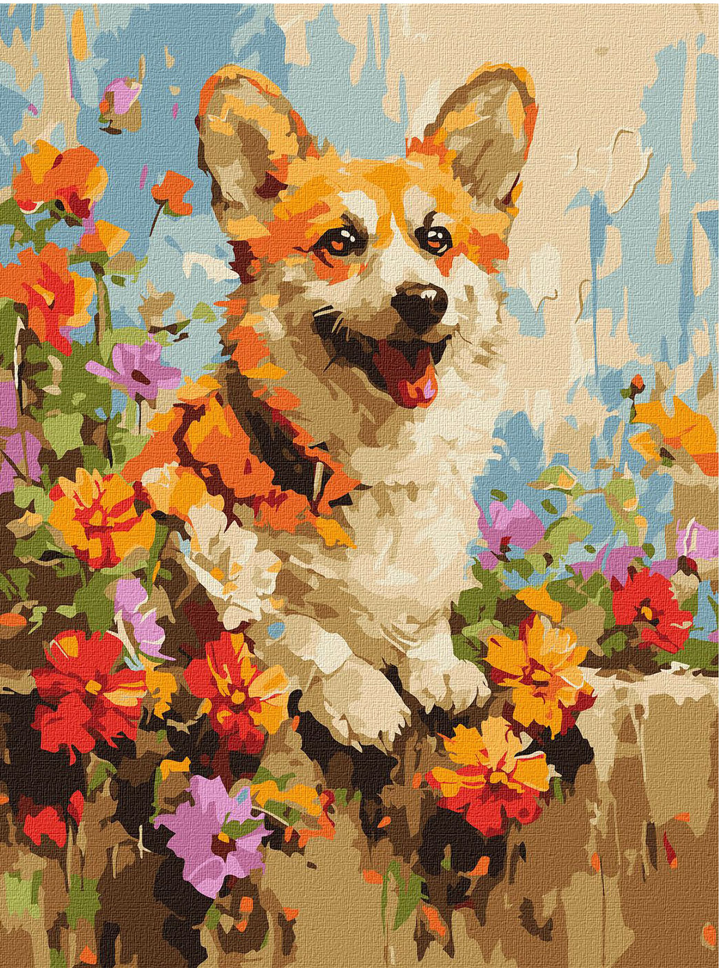 Set de pictură pe numere Ideyka - Corgi fericit, 30 х 40 cm