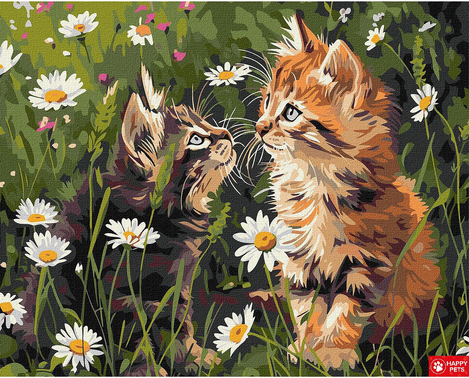 Set pentru pictură după numere Ideyka - Pisicuțe drăgălașe, 40 x 50 cm