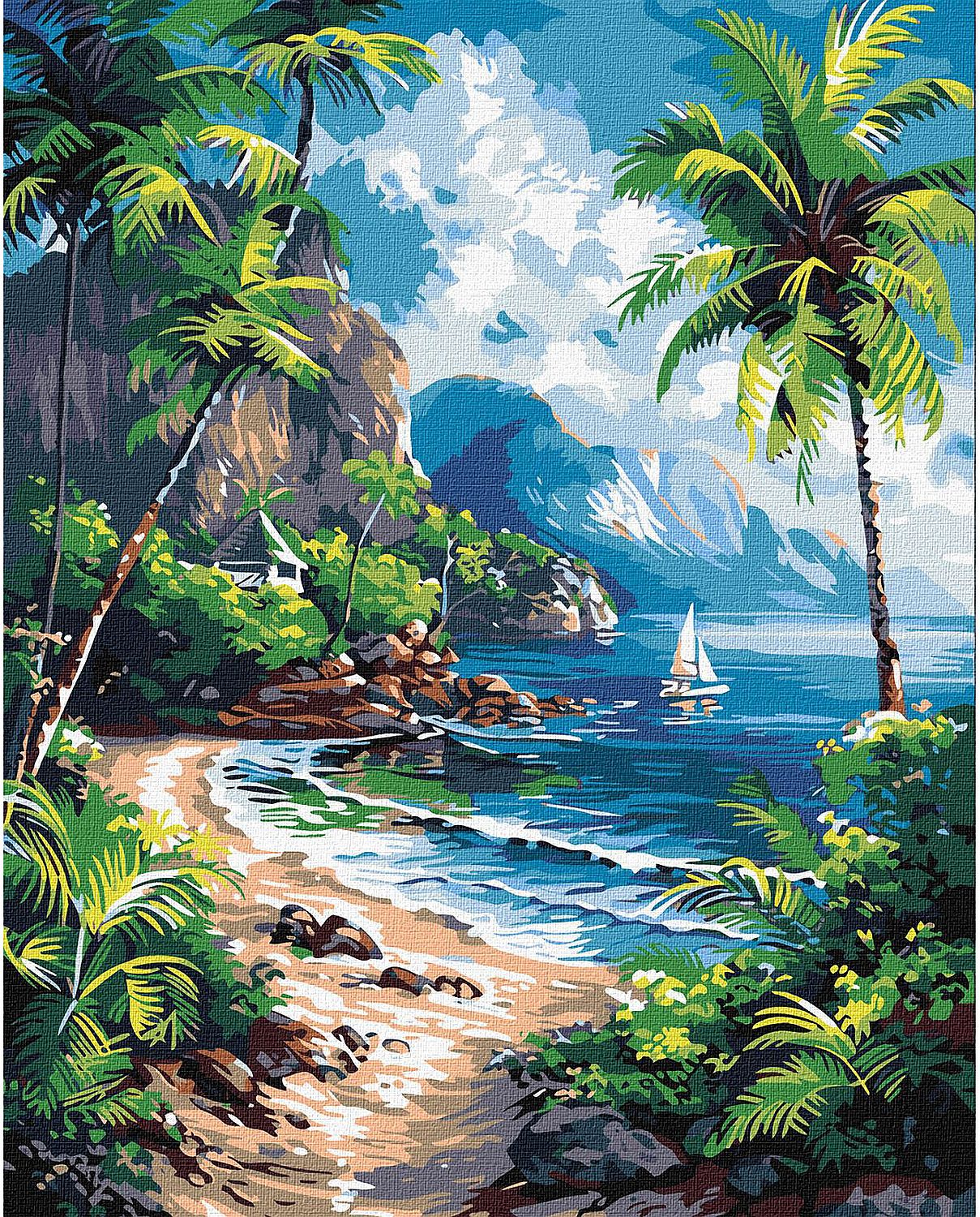 Set pentru pictură după numere Ideyka - Paradis tropical, 40 x 50 cm