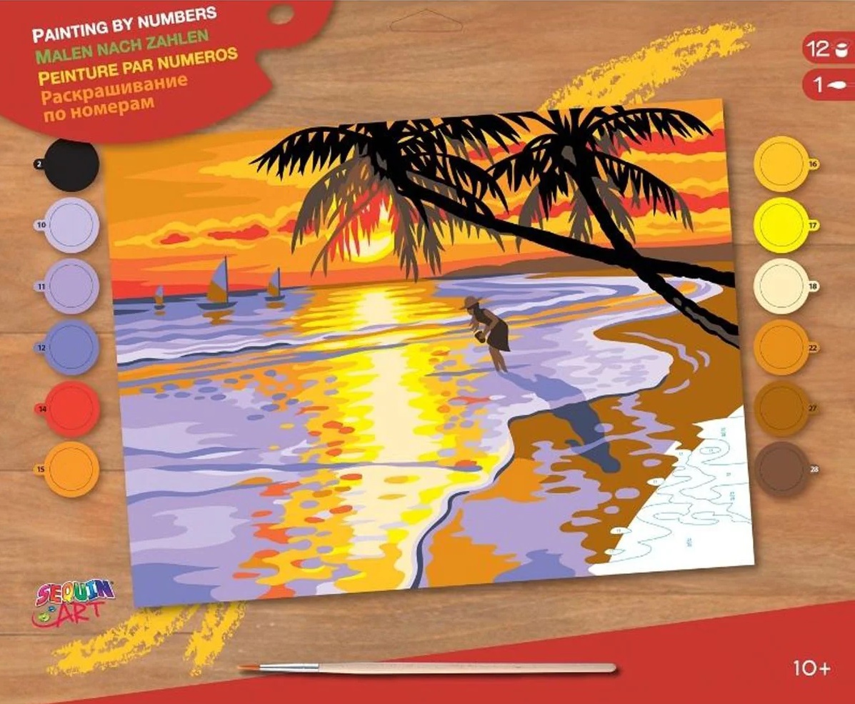 Kit de colorat după număr  KSG Crafts - Apus de soare hawaian
