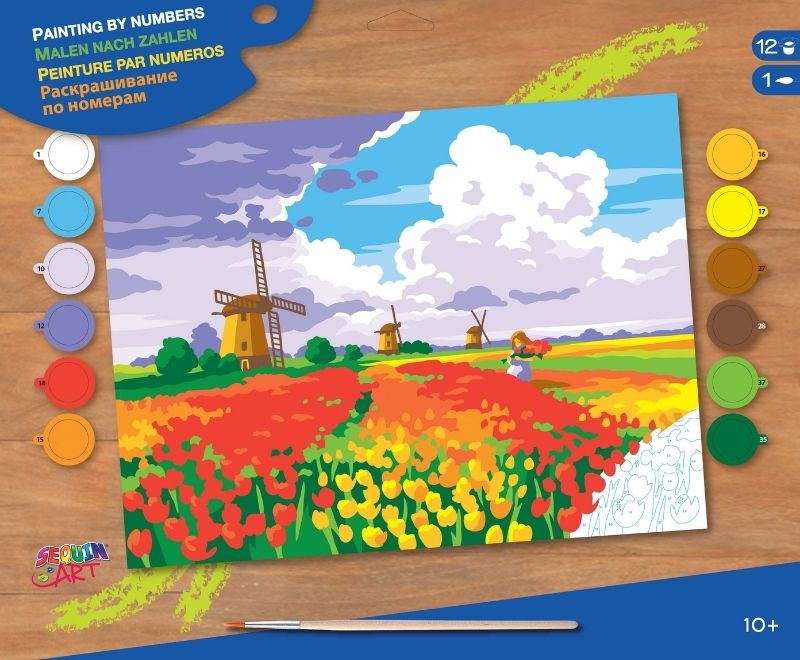 Kit de colorat după număr  KSG Crafts -Lalelele din Amsterdam
