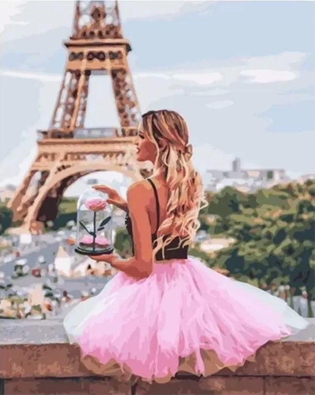 Set de pictură pe numere MagicArt - Nuanțe de roz la Paris