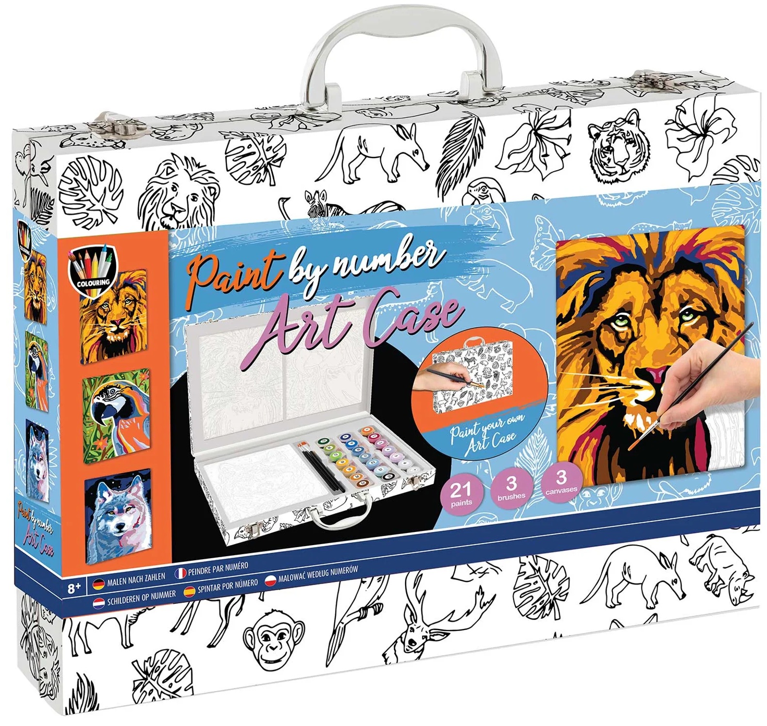 Kit de pictat după numere Moxy - Într-o servietă + 3 pensule