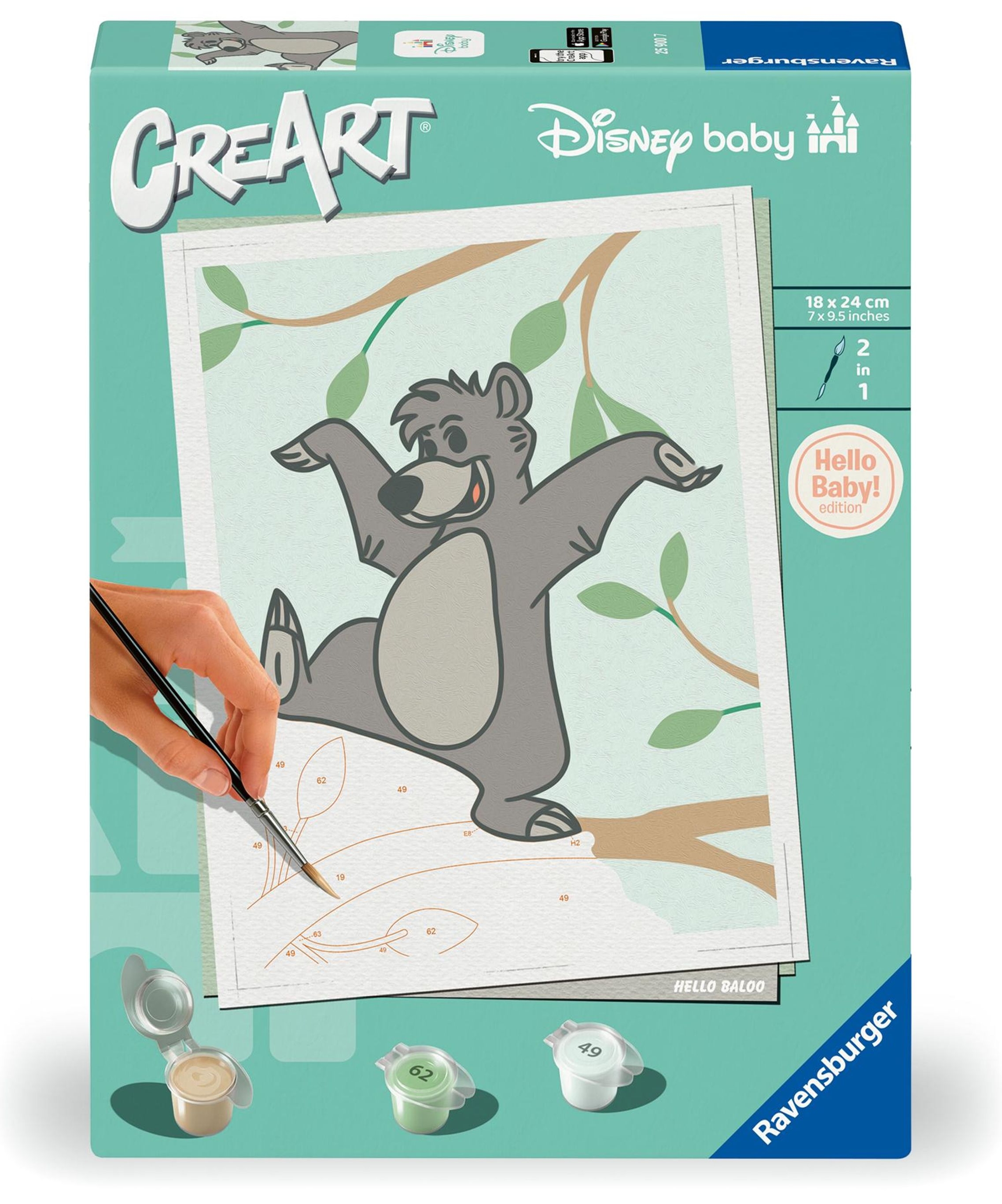 Set de pictură pe numere  Ravensburger CreArt - Baloo (Cartea Junglei)