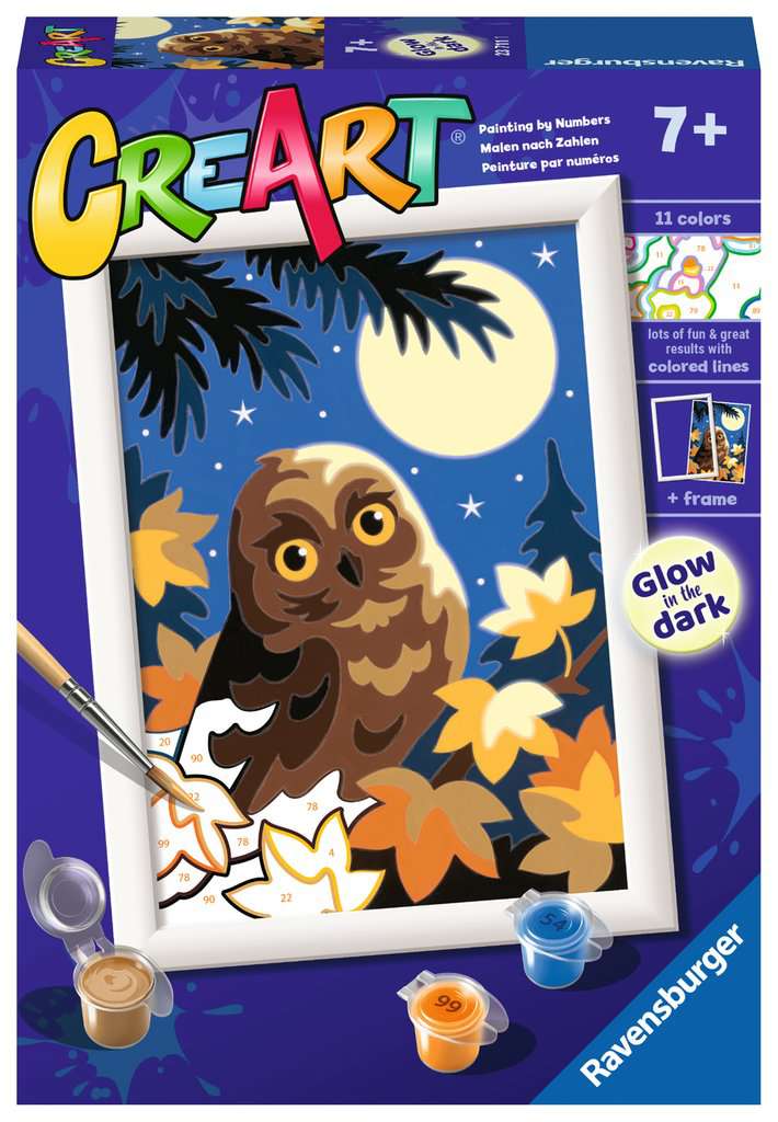 Kit de vopsea după număr  Ravensburger CreArt - Bufniță noaptea