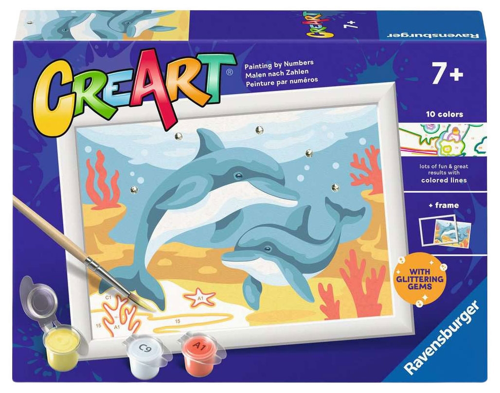 Set de pictură pe numere Ravensburger CreArt - Doi delfini