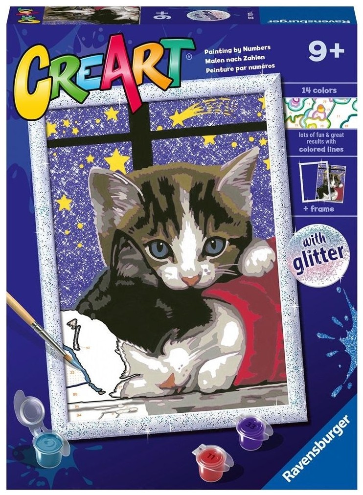 Set de pictat după numere Ravensburger CreArt - Îmbrățișare de pisică