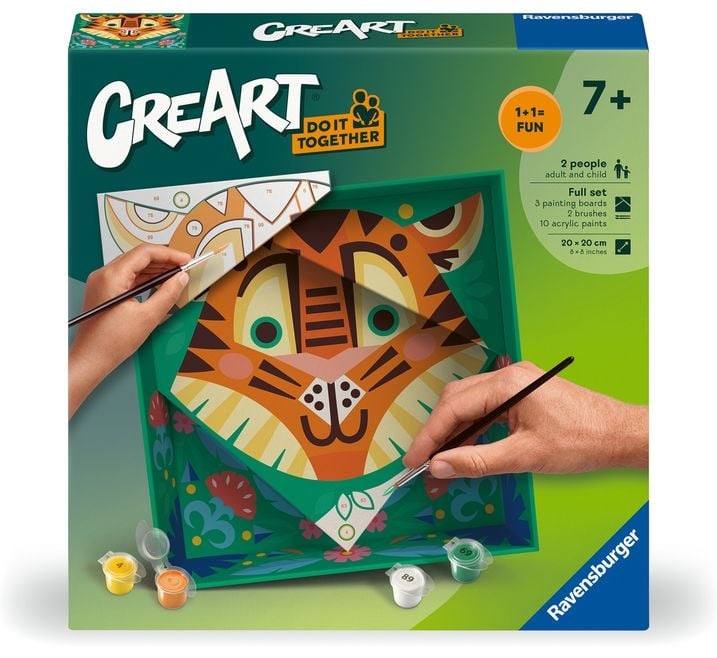 Set de pictat după numere Ravensburger CreArt - Tigru fermecător (Do it together)