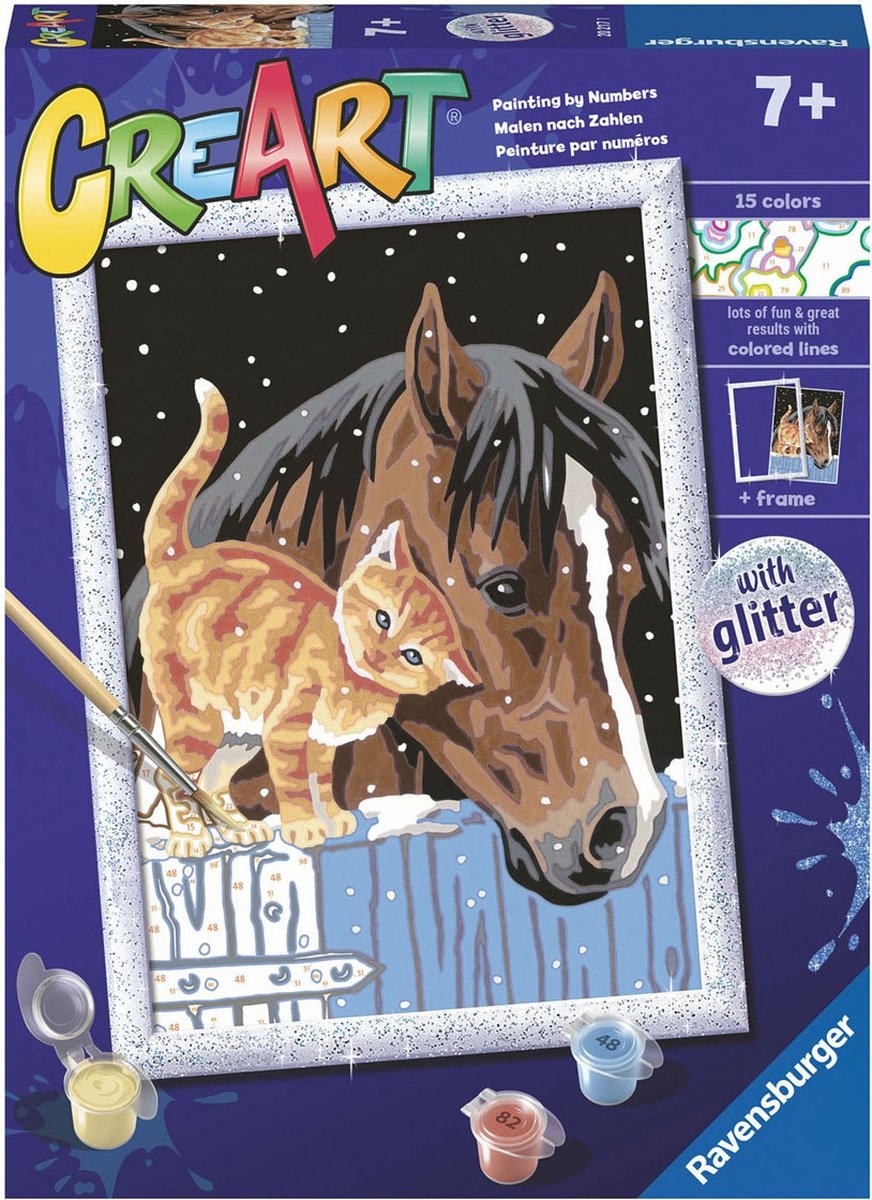 Set de pictat după numere Ravensburger CreArt - Prieteni în zăpadă