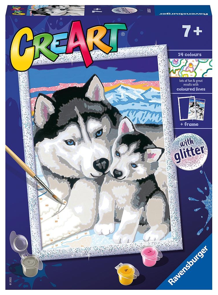 Set de pictură pe numere  Ravensburger CreArt - Husky drăguți
