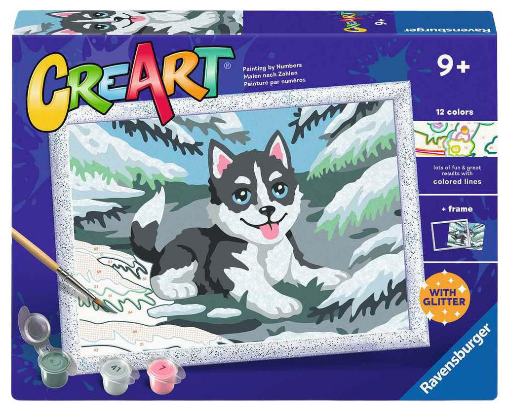 Set de pictură pe numere  Ravensburger CreArt - Husky de zăpadă