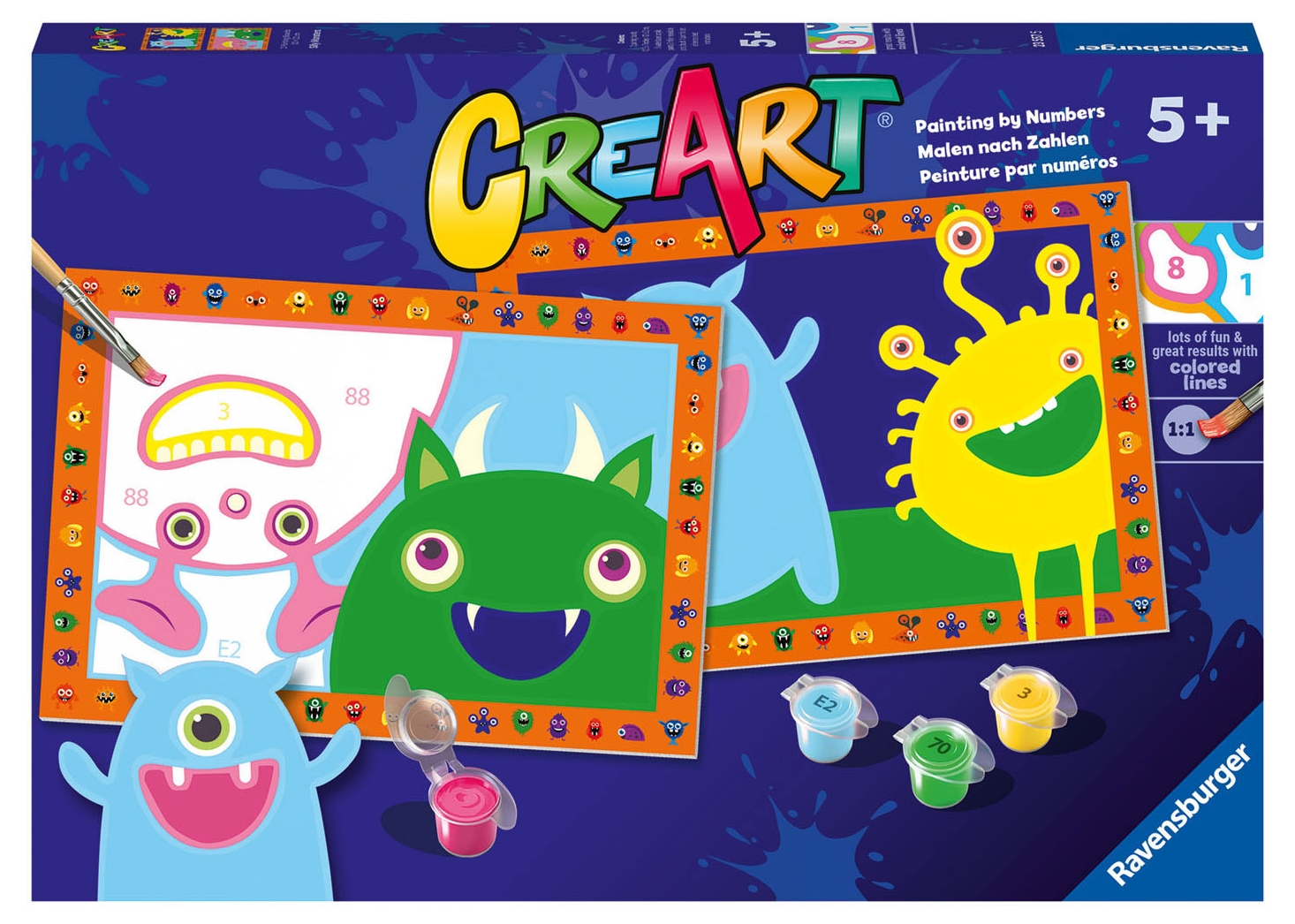 Set de pictat după numere Ravensburger CreArt - Monștri veseli