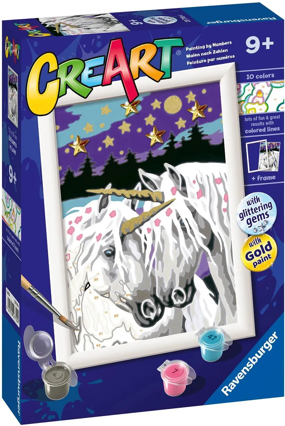 Set de pictură pe numere Ravensburger CreArt - Unicorni îndrăgostiți