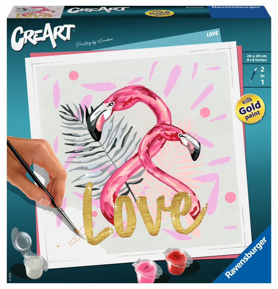 Set de pictură pe numere  Ravensburger CreArt - Flamingo îndrăgostiți