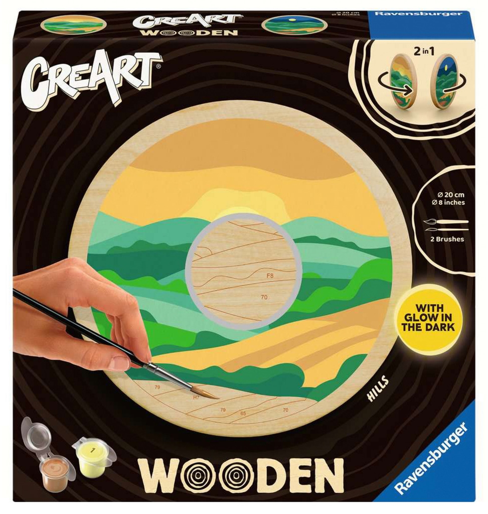 Set de pictat după numere Ravensburger CreArt Wooden - Dealuri