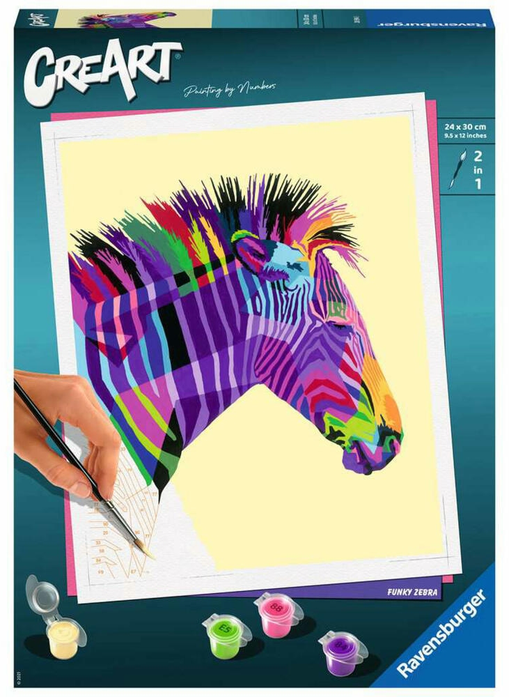 Set de pictură pe numere  Ravensburger CreArt - Zebră amuzantă