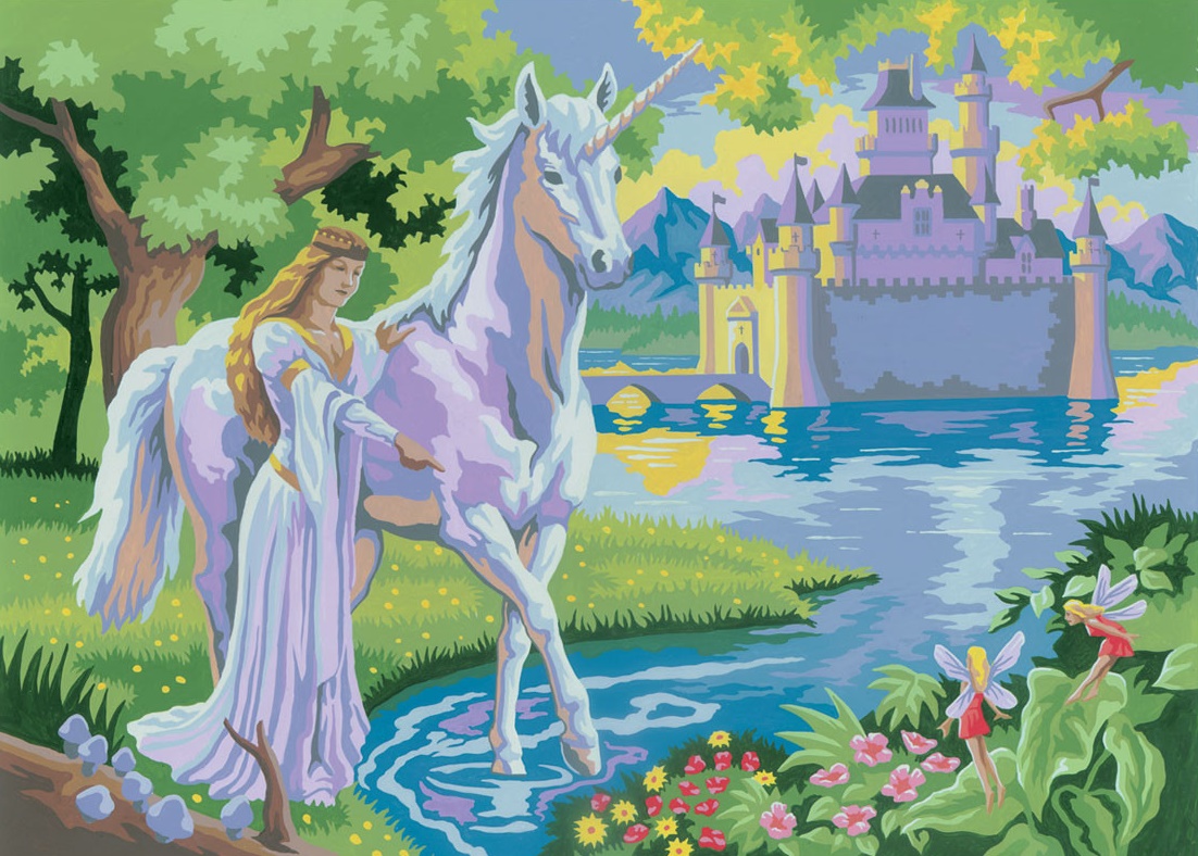 Set de desen cu vopsele acrilice Royal - Unicorn, 39 x 30 cm
