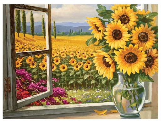 Set de pictură cu vopsele acrilice Royal - Câmpuri de floarea-soarelui, 39 x 30 cm
