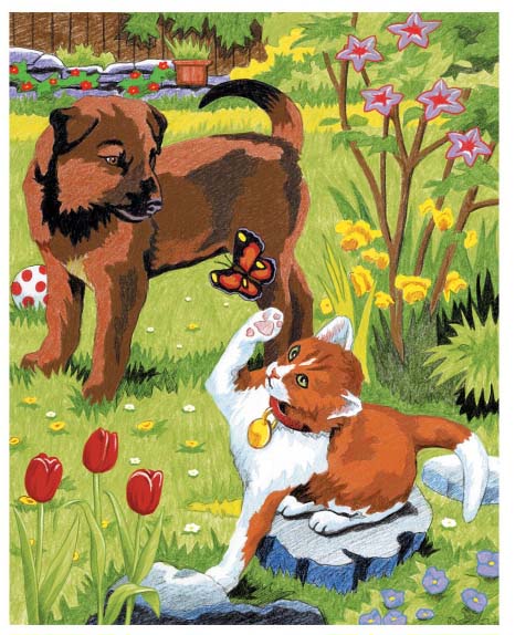 Set de desen cu creioane colorate Royal - Câine și pisică, 22 x 30 cm