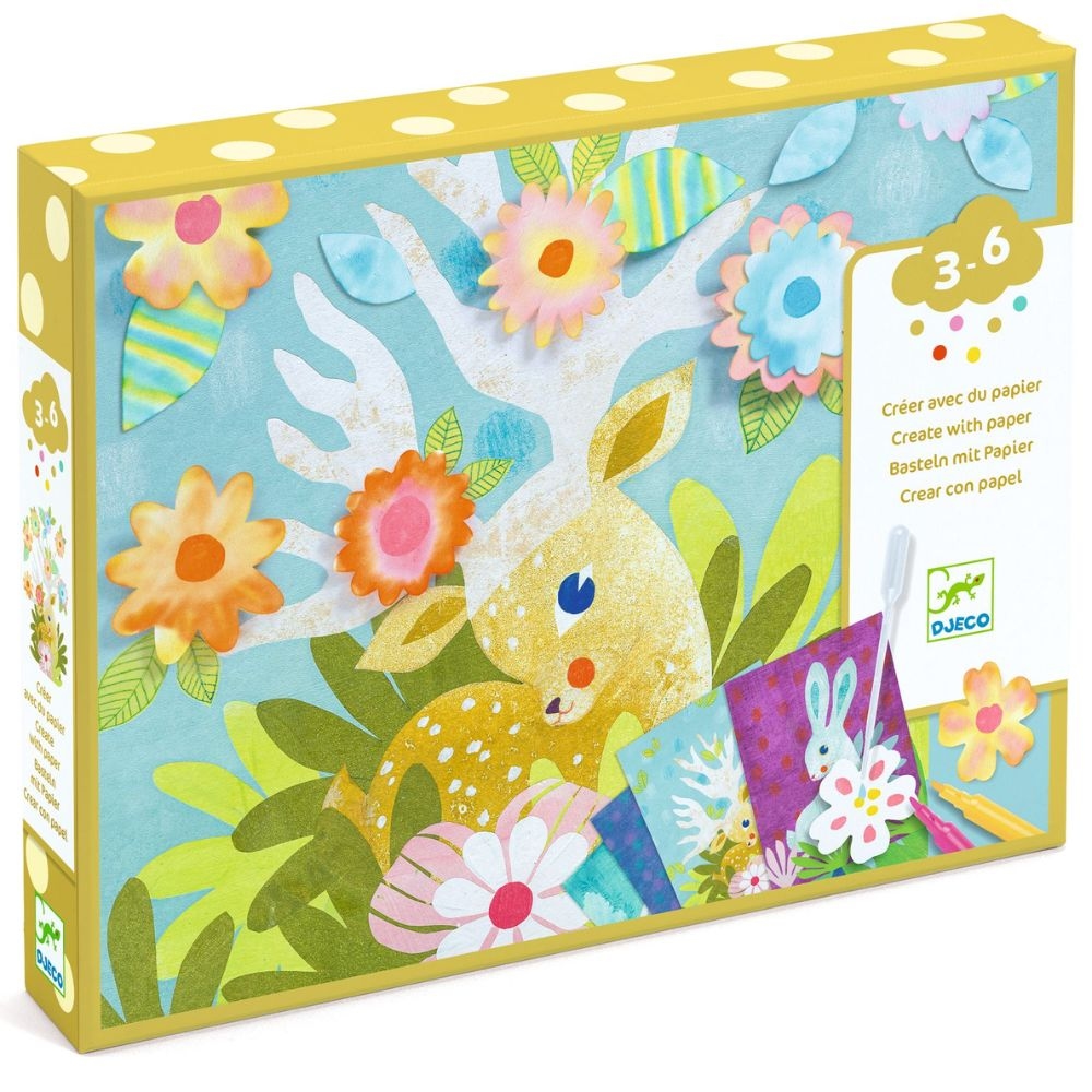 Set pentru desen cu tus Djeco - Animale sălbatice