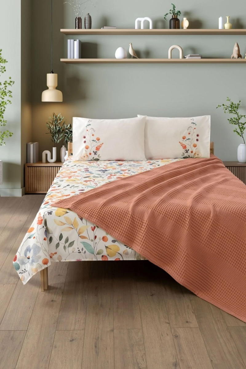 Set de pat cu cuvertură Rakla - Fayette, 4 piese, Apricot