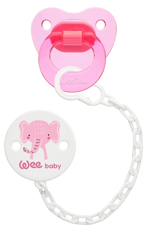 Set suzetă și lanț Wee Baby - 0-6 luni, roz