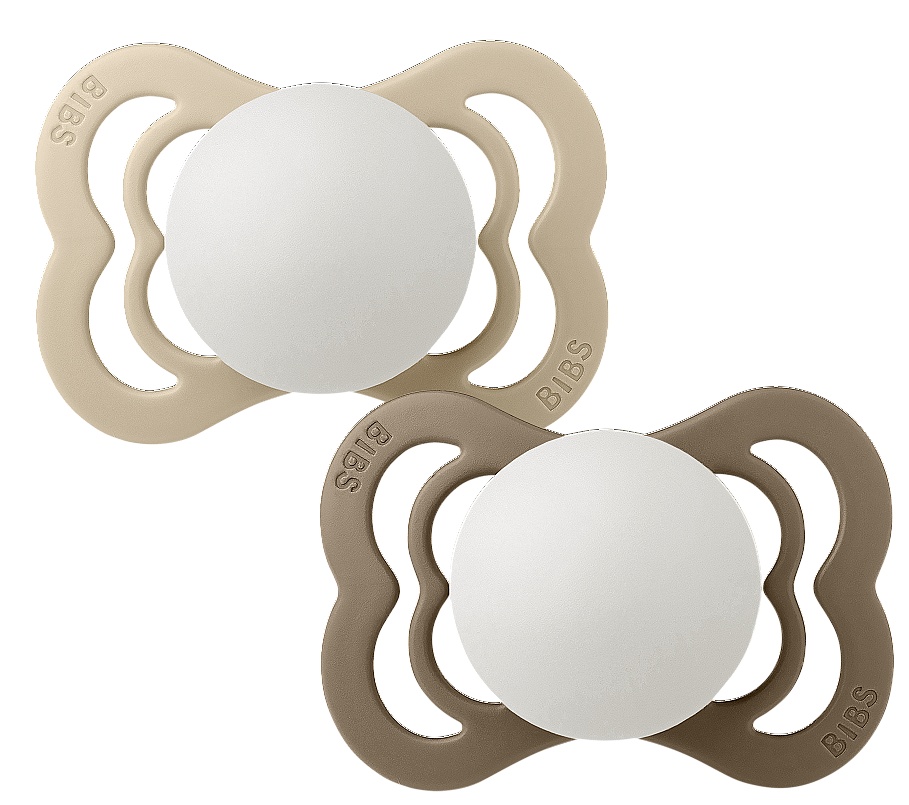 Set de suzete Bibs - Supreme, 0-6 luni, 2 bucăți, Vanilla Glow/Dark Oak Glow