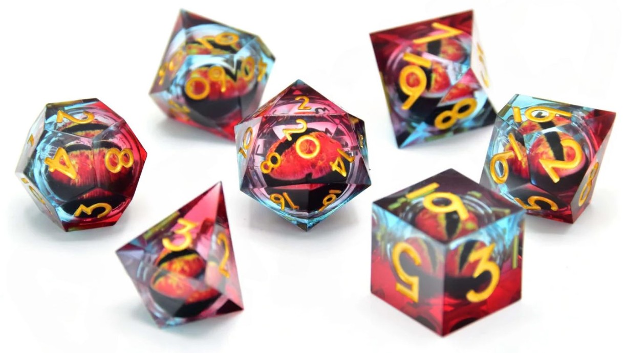 Set zaruri GlassStaff - Floating Eye RPG Dice Set, Privirea Dragonului Cromatic (7 buc.)