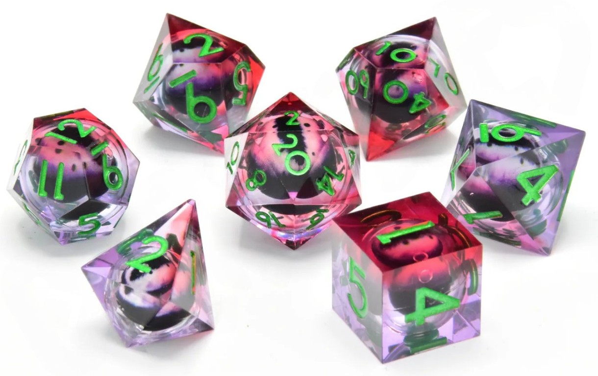 Set zaruri GlassStaff - Floating Eye RPG Dice Set, Poison Ivy Vision (7 buc.)