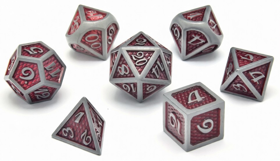 Set zaruri GlassStaff - Metal RPG Dice Set, Fiery Fate (7 buc.)