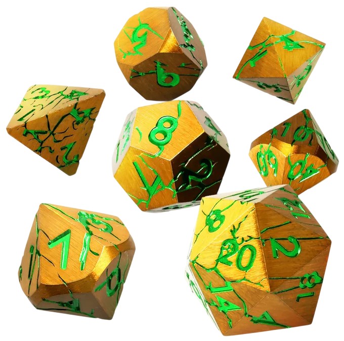 Set de zaruri GlassStaff - Metal RPG Dice Set, Gorgon Gaze (7 buc)