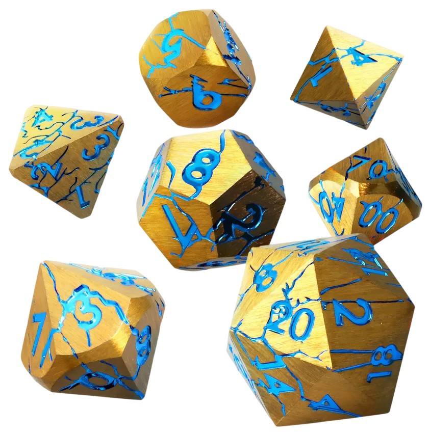 Set zaruri GlassStaff - Metal RPG Dice Set, Sundered Spells (7 buc.)